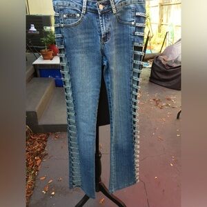 Platinum Plush Blue Cotton Open Side With Faux Rhinestones Sz 1